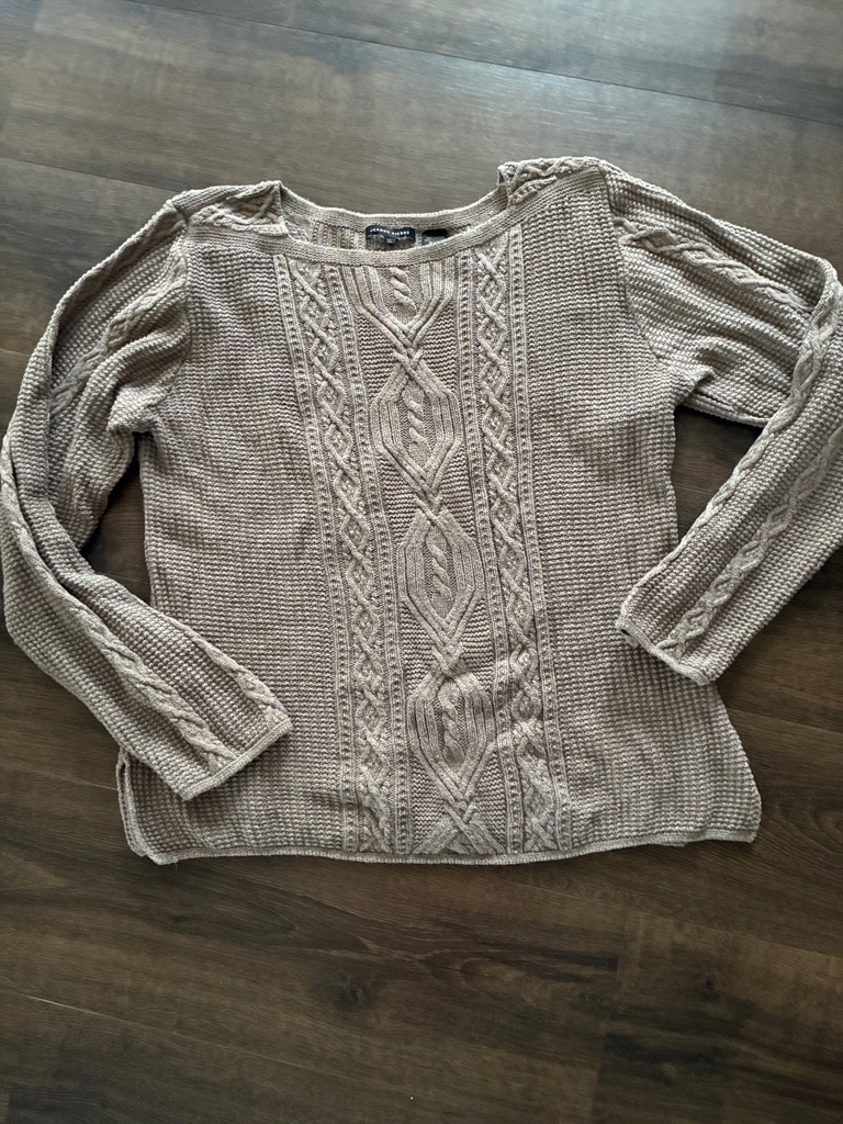 Jeanne Pierre Taupe Cable Knit Sweater